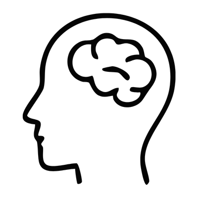 Icon of a human head and brain representing psychological support for family counseling in Middleville.