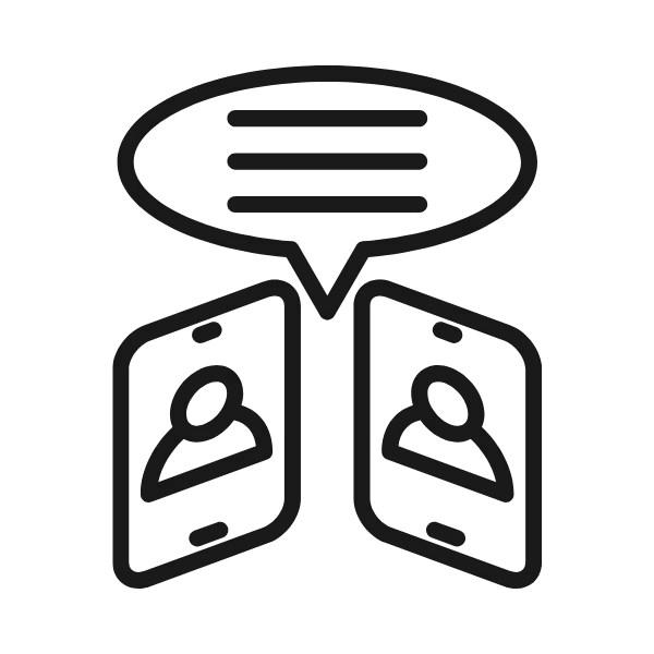Speech bubble icon representing secure, HIPAA-compliant video communication for telehealth.