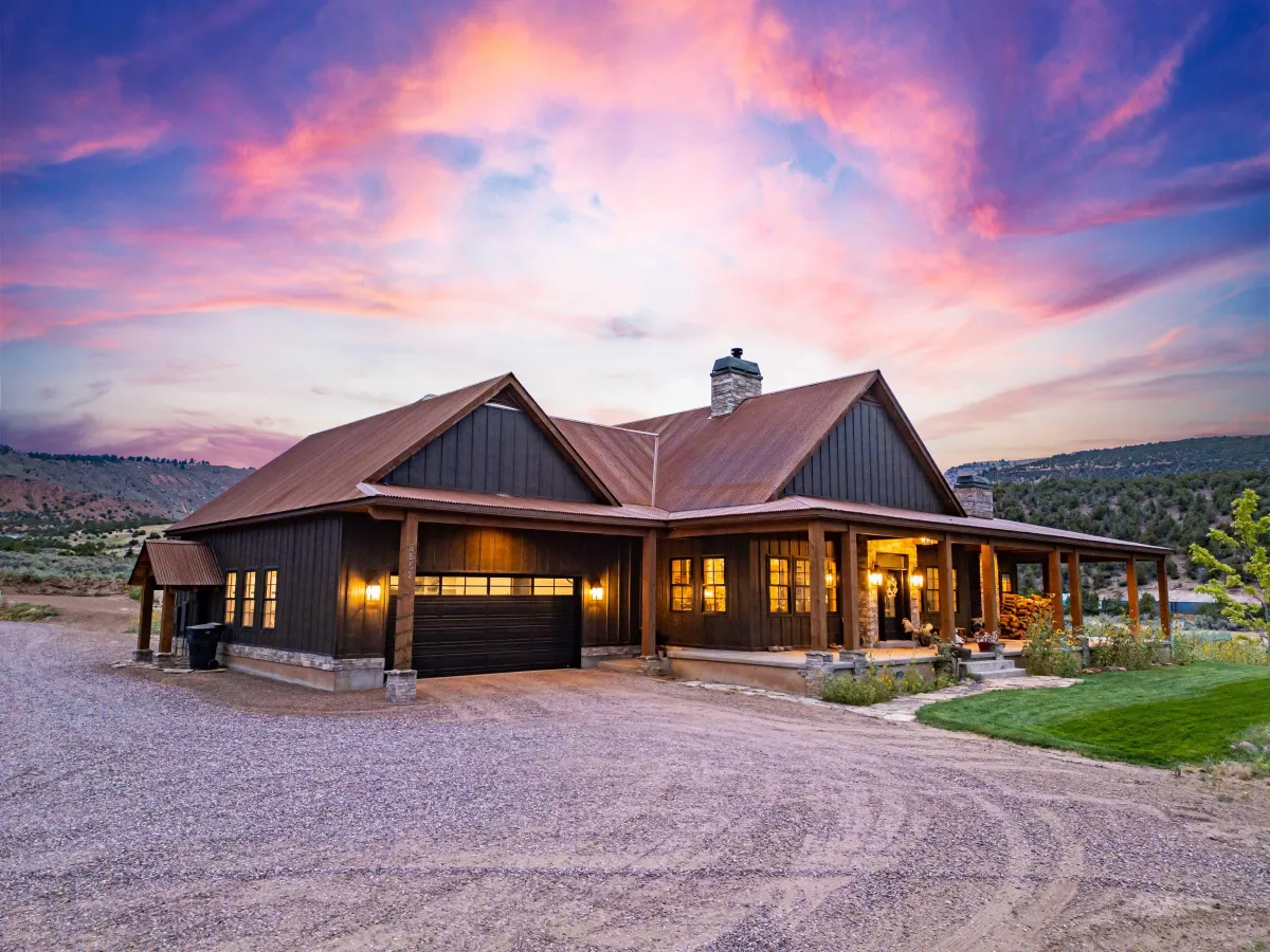 luxury log cabin home in dry fork utah sunset