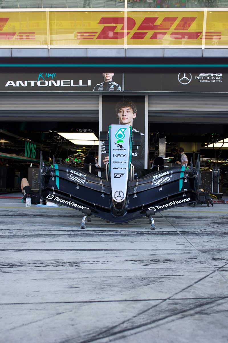 kimi antonelli mercedes paddock monza