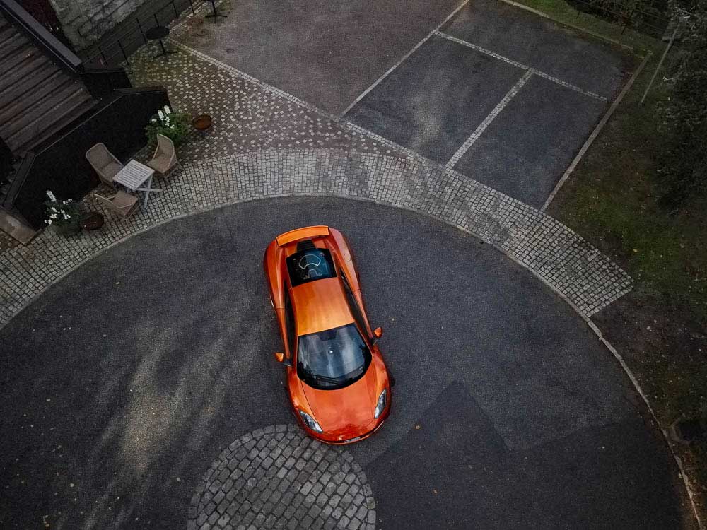 from high above - drone - Mclaren mp4-12c