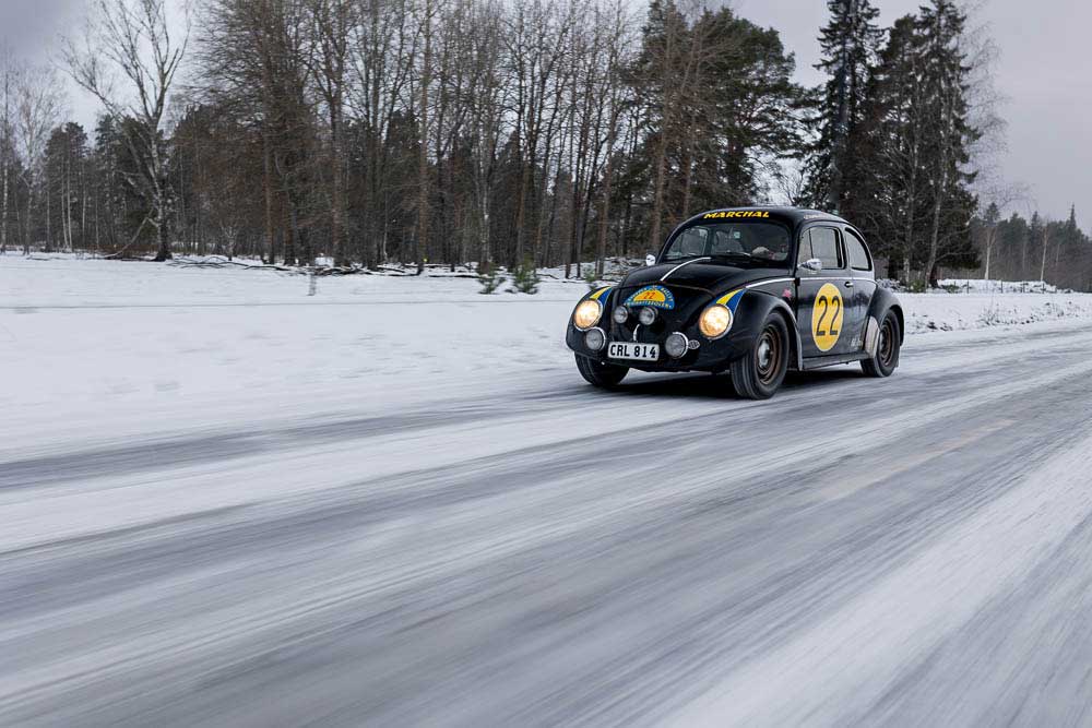 rally beetle on icy roads