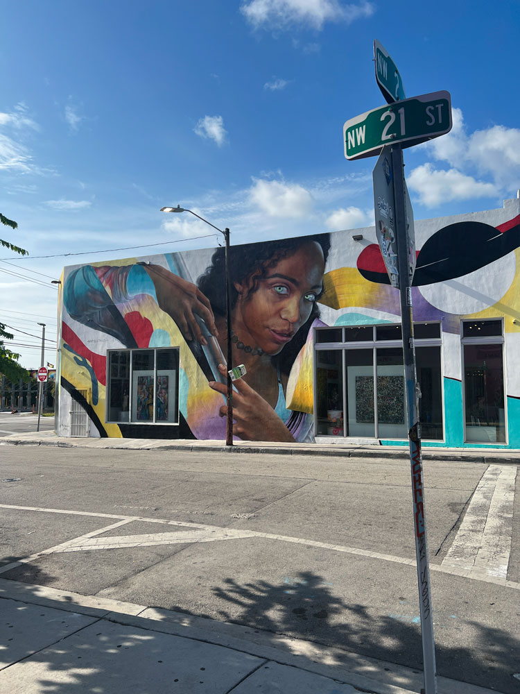 woman on house fasad graffiti in miami