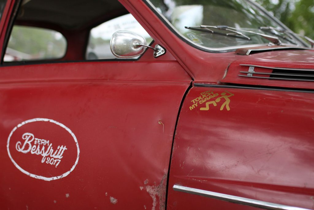 dont touch my saab sticker on a saab 96 