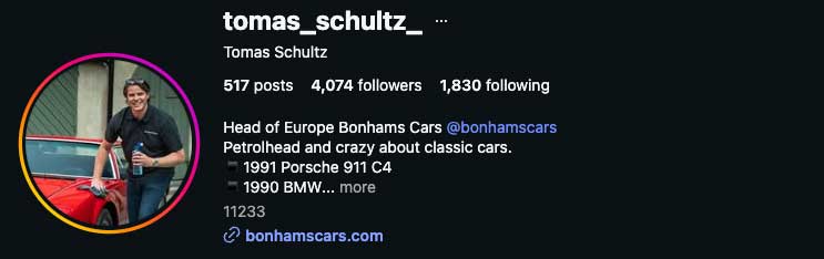tomas schultz instagram - bonham cars