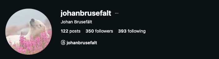 Johan Brusefält instagram