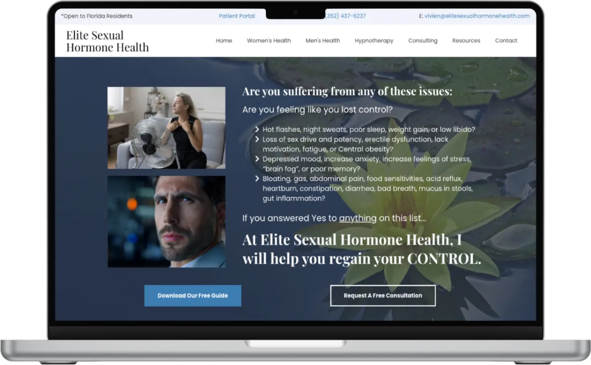 Elite Sexual Hormone Health Desktop Mockup