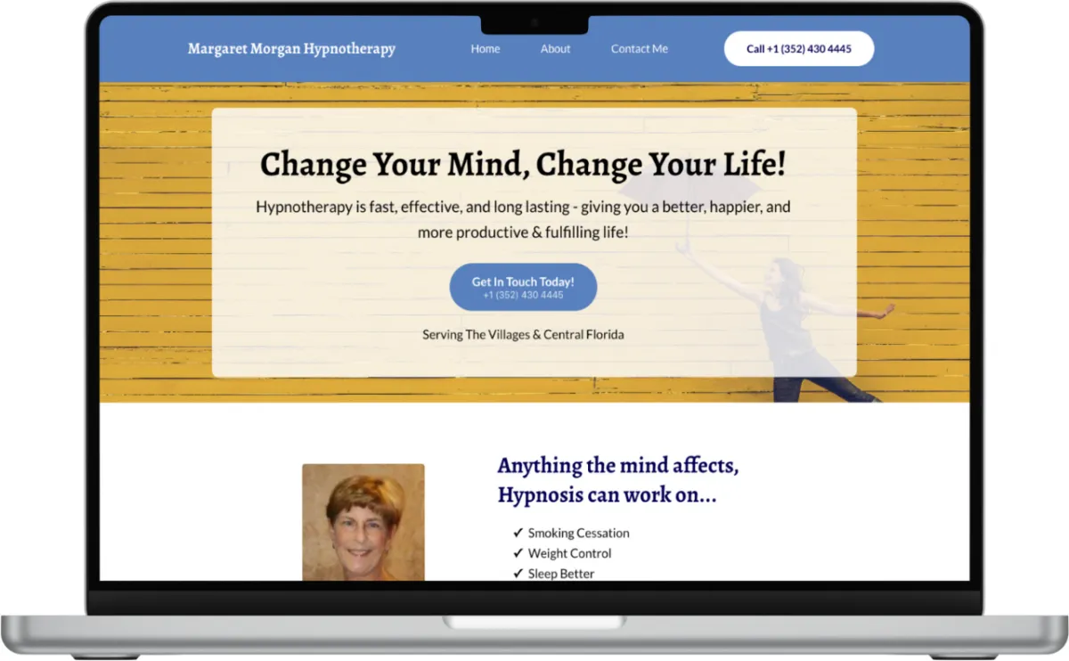 Margaret Morgan Hypnotherapy Desktop Mockup