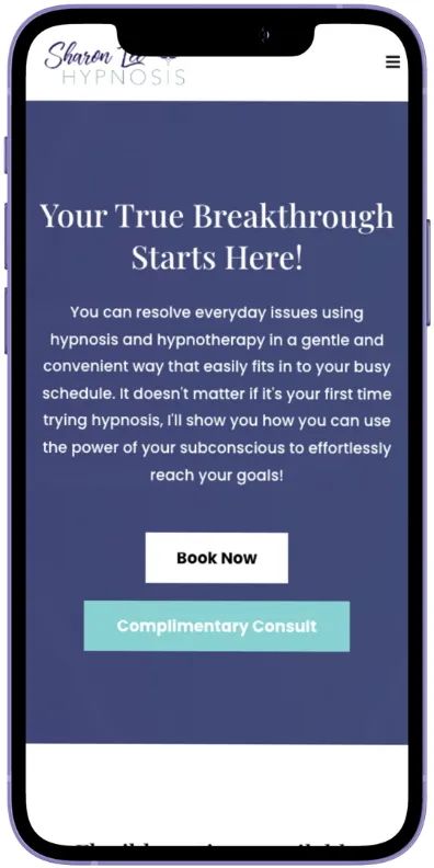 Sharon Lee Hypnosis Mobile Mockup