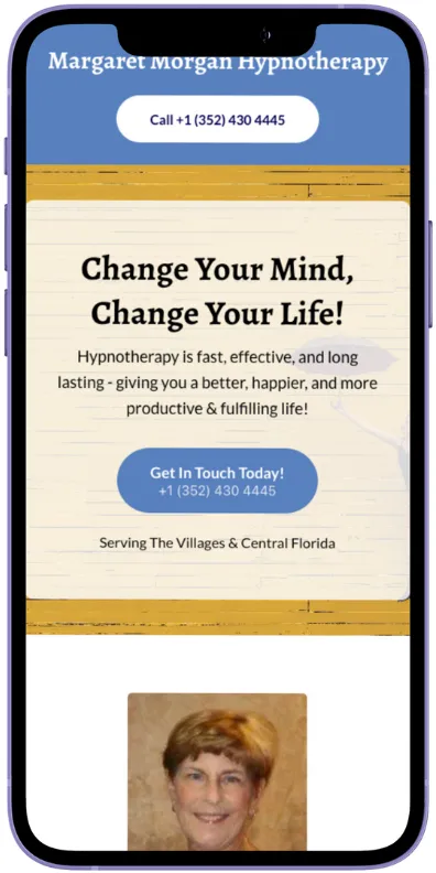 Margaret Morgan Hypnotherapy Mobile Mockup