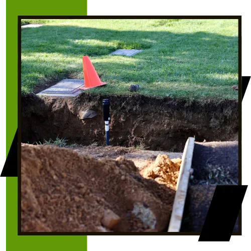 Service truck arriving for sewer pipe replacement at a residential property