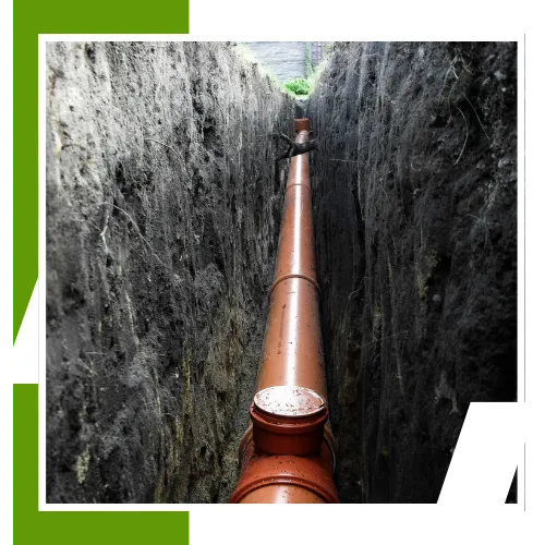 Trenchless sewer line replacement work with less digging at a home 
