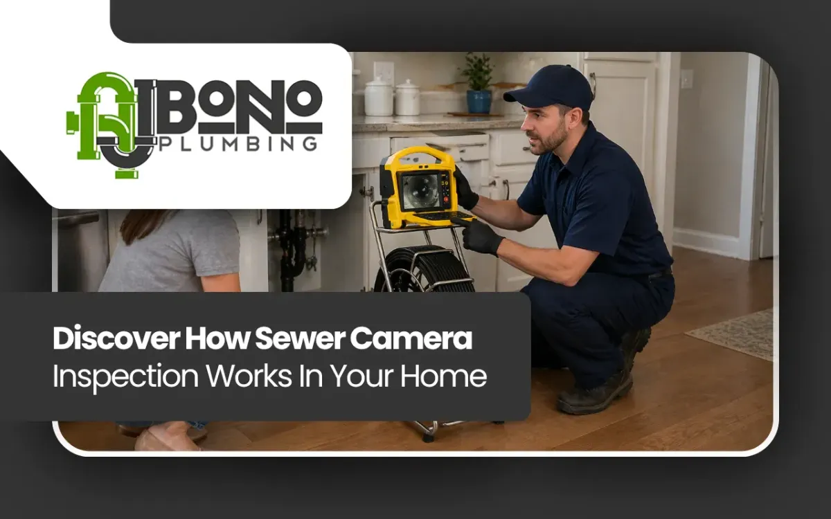 Technician showing how sewer camera inspections work during a home plumbing check