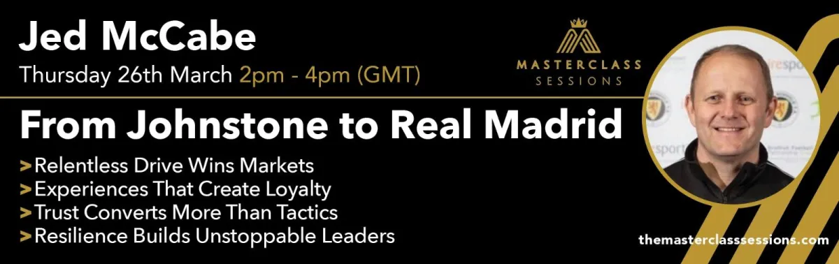 Recorded business masterclass with Jed McCabe on Relentless Drive, now available on-demand in The Masterclass Sessions vault for UK SME