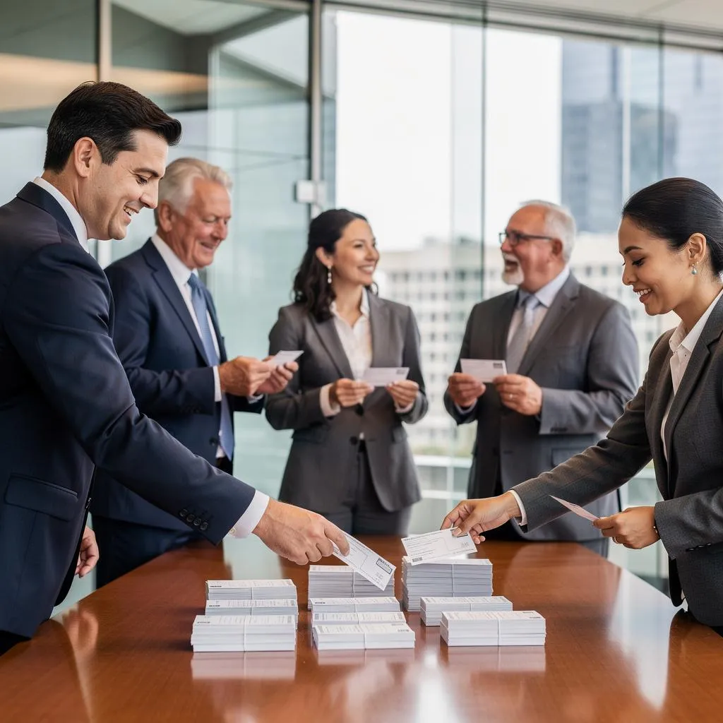 Community members collaborating with laptops and phones in a bright coworking space