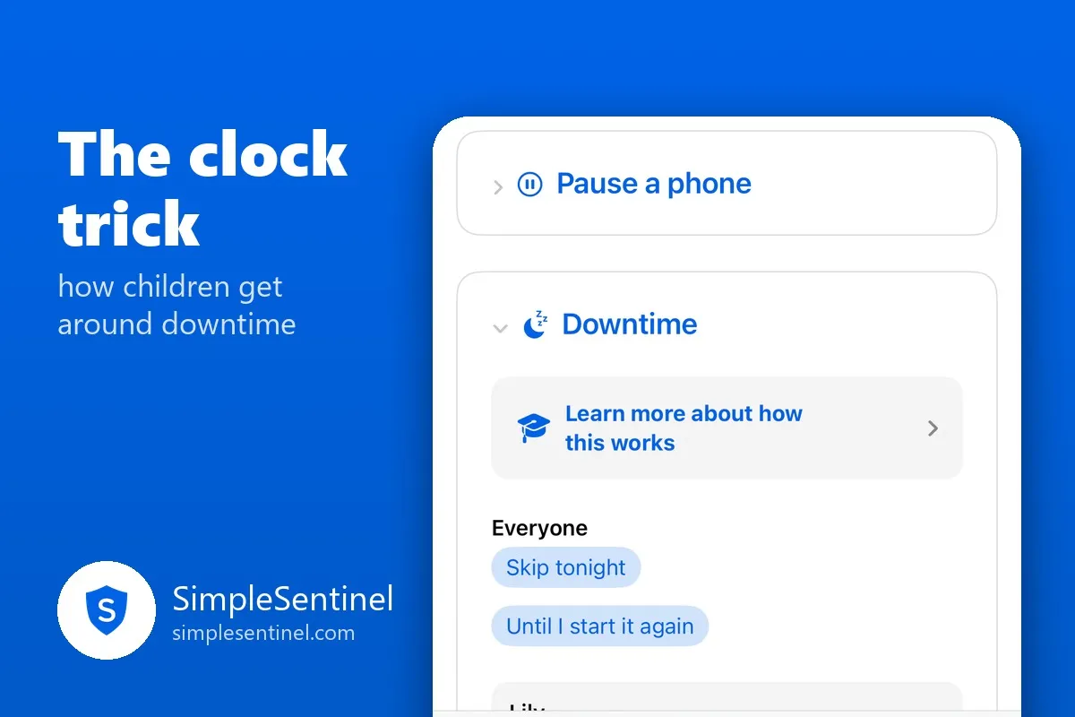 SimpleSentinel's Downtime card on the Manage tab