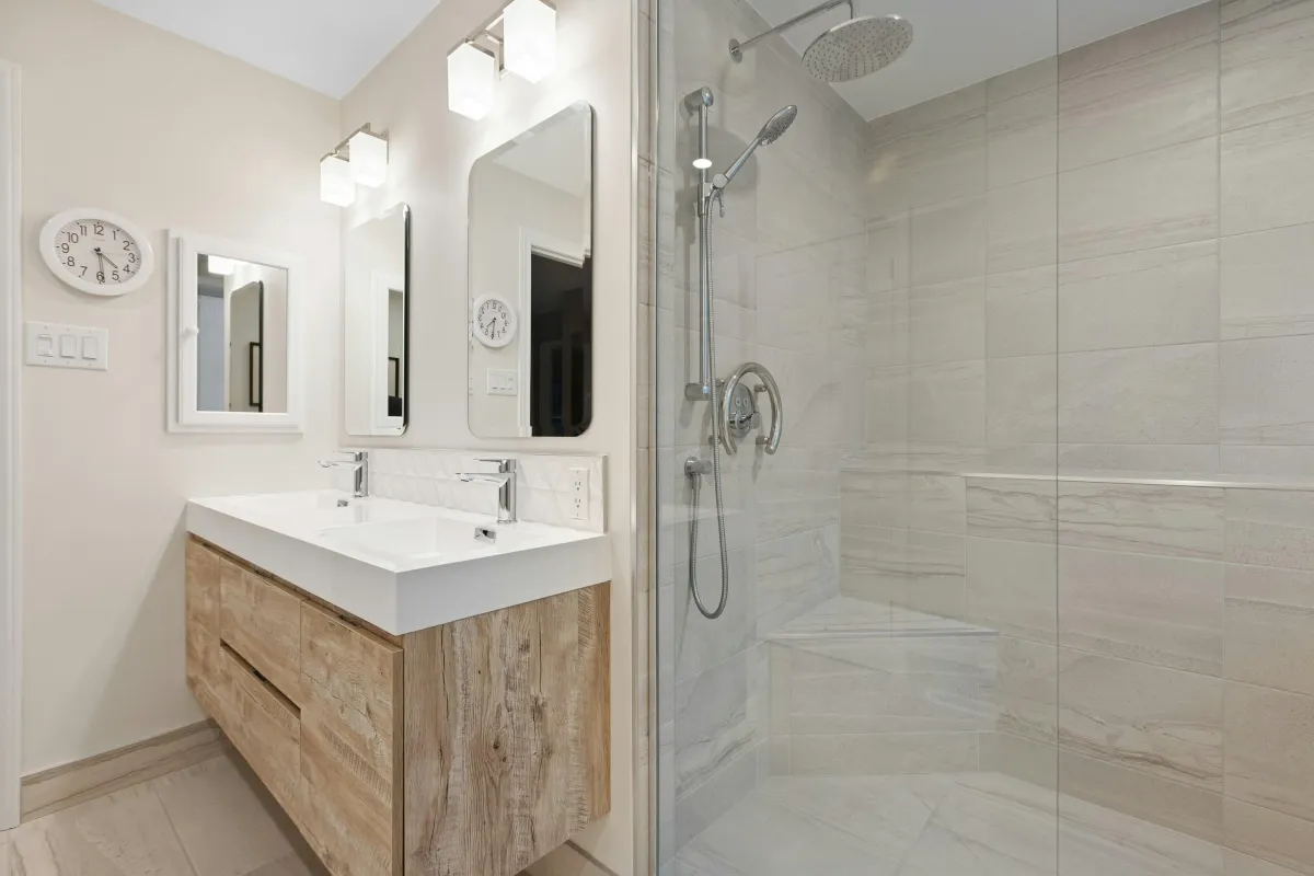 brown wooden cabinet with mirror