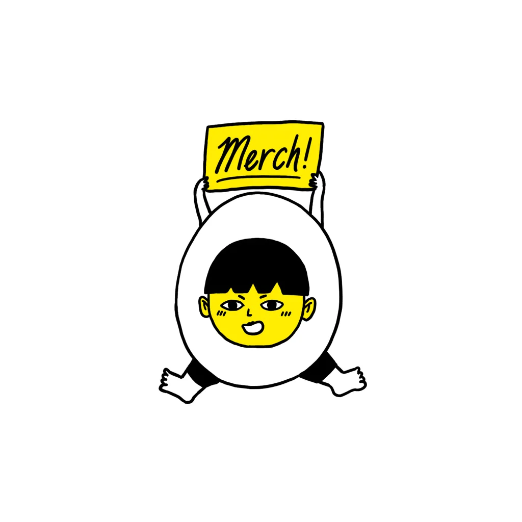 Jegg of Son of Egg holding merch sign