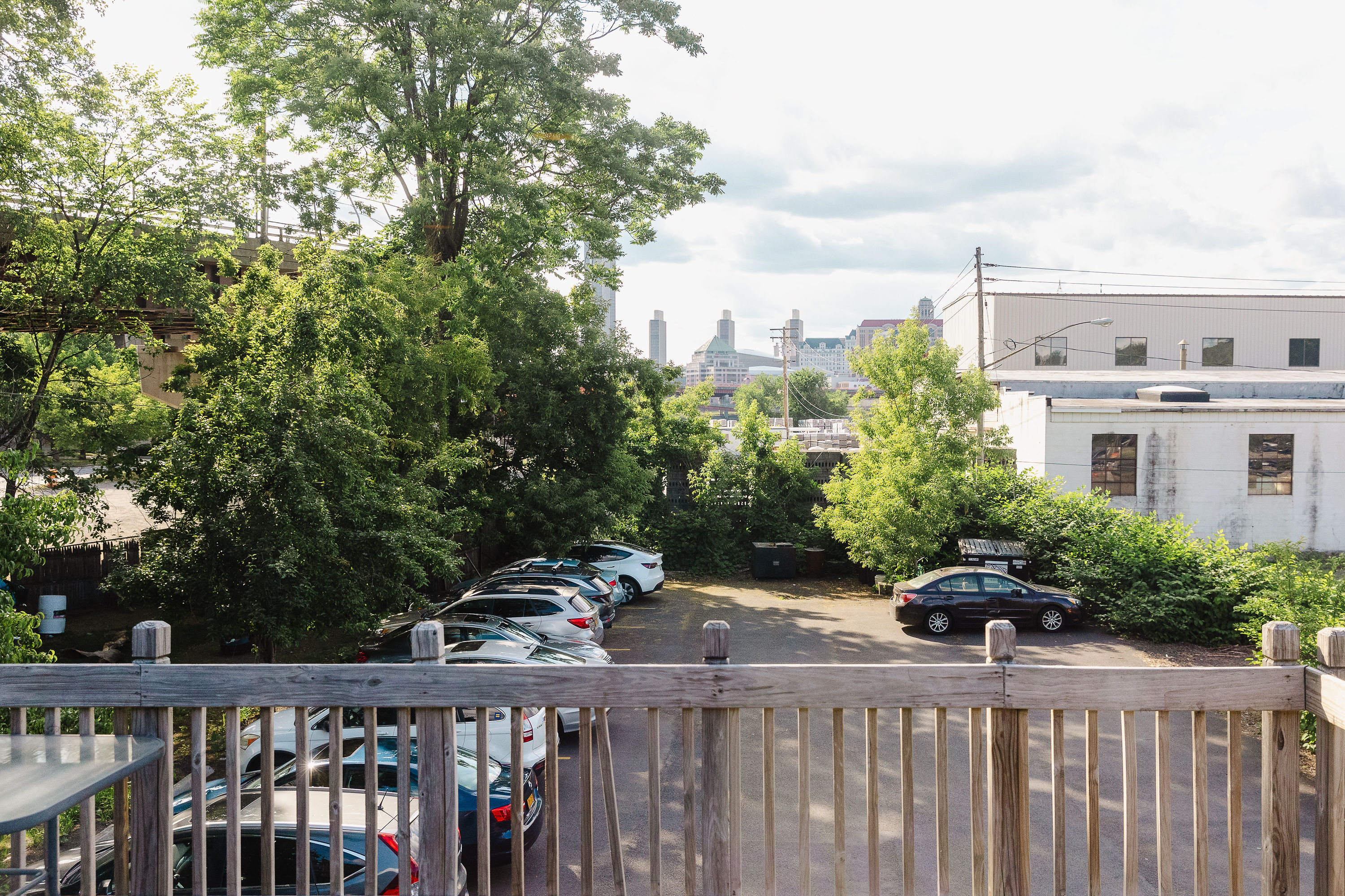 Balcony view with the Albany skyline in the distance