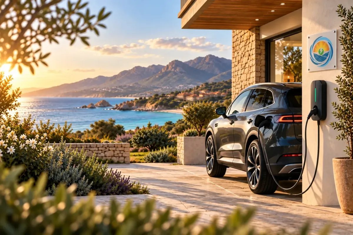 Auto elettrica in ricarica con wallbox Natural Power in Sardegna