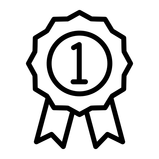 Black number one icon inside a circle, representing top-rated or first-place status.”