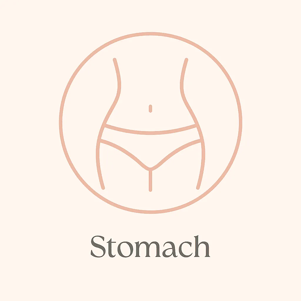 "Minimalist line illustration of a woman’s midsection in underwear, representing stomach laser hair removal at Lioness Laser Studio."