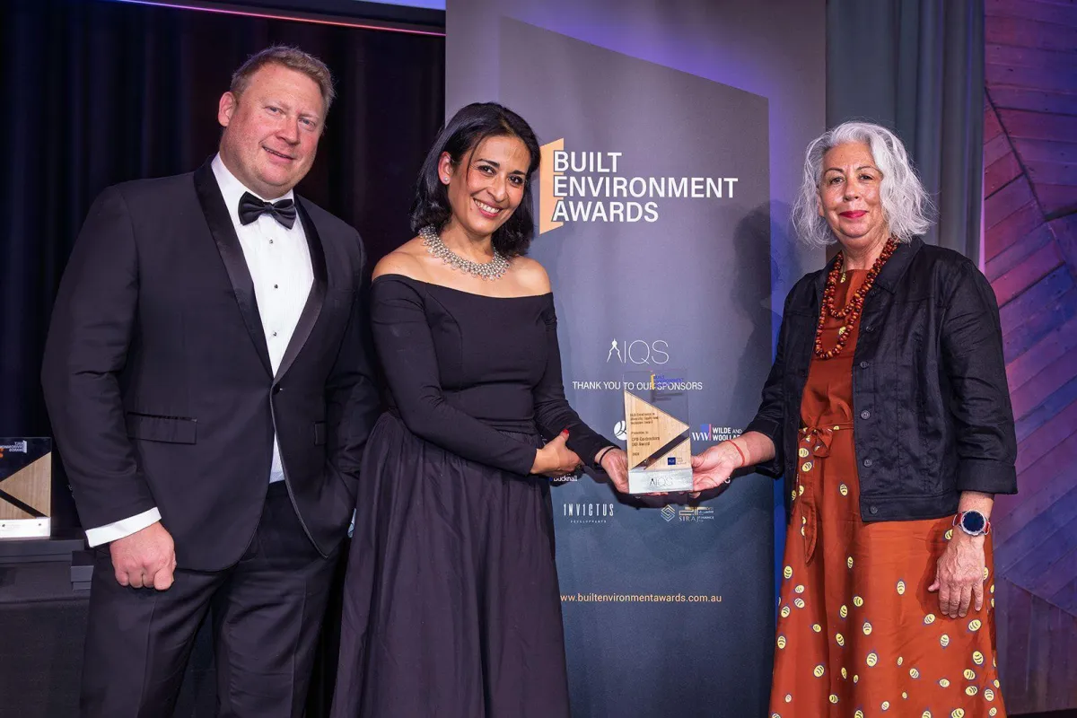 CPB Contractors leader receiving an award for the Built Environment Awards 2026