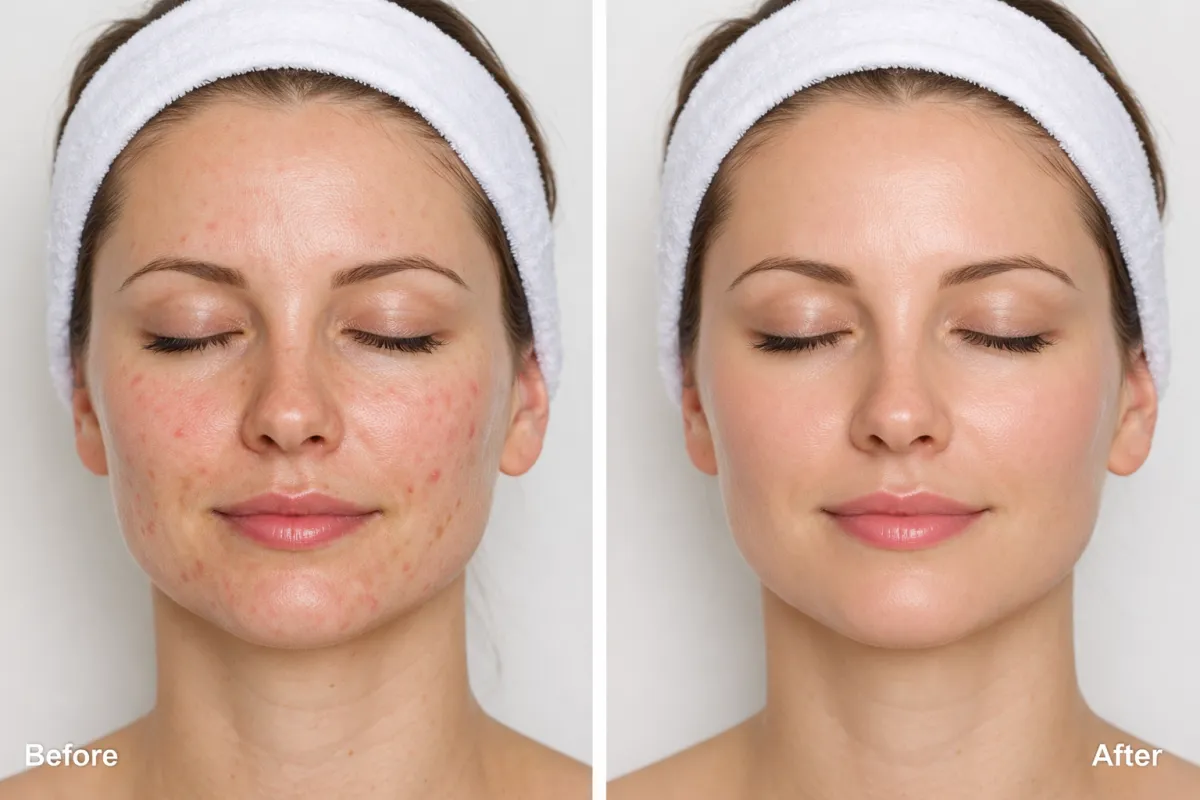 Before and after Procell microchanneling on cheek area
