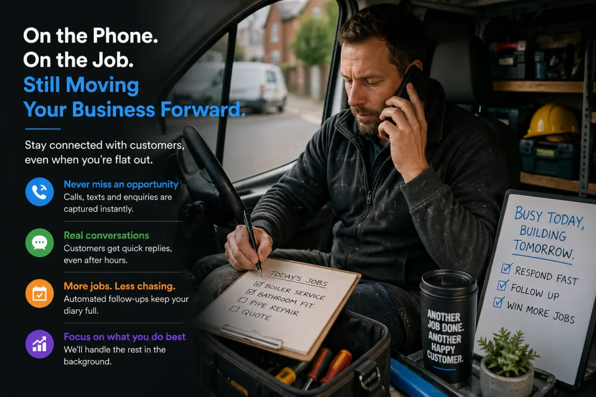 Busy tradesperson on the phone while on the job