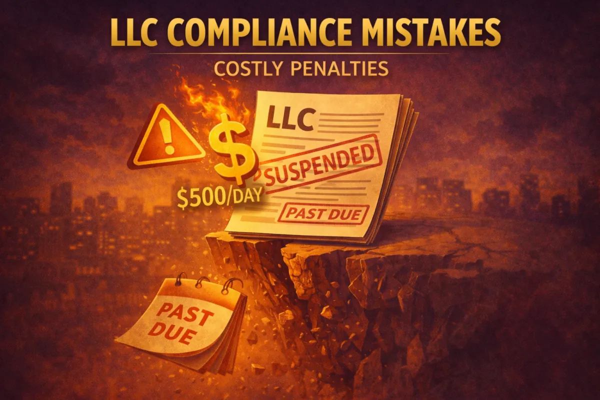 Illustration of looming consequences and precarious risk, symbolizing how overlooked compliance can push a business to the edge and create costly, urgent challenges.