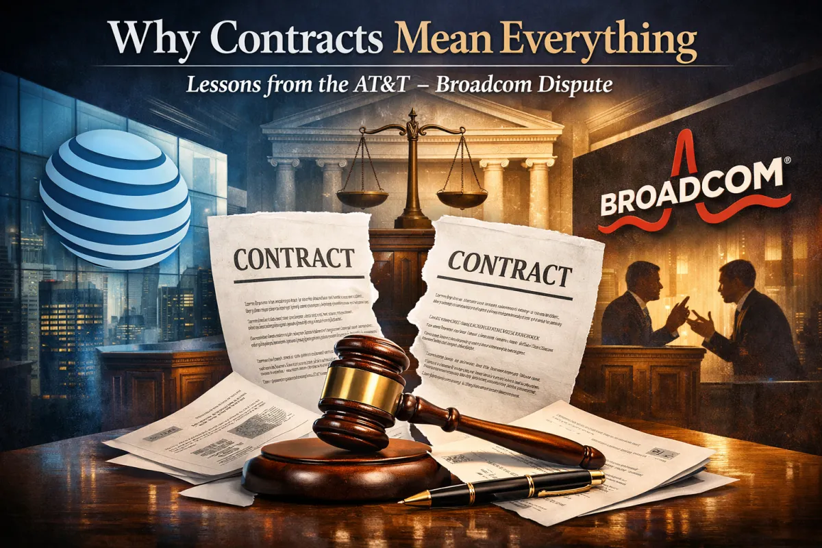 Conceptual illustration of fragile agreements under pressure, with overlapping documents and tense lines, symbolizing the risks of relying on relationships instead of strong contracts.