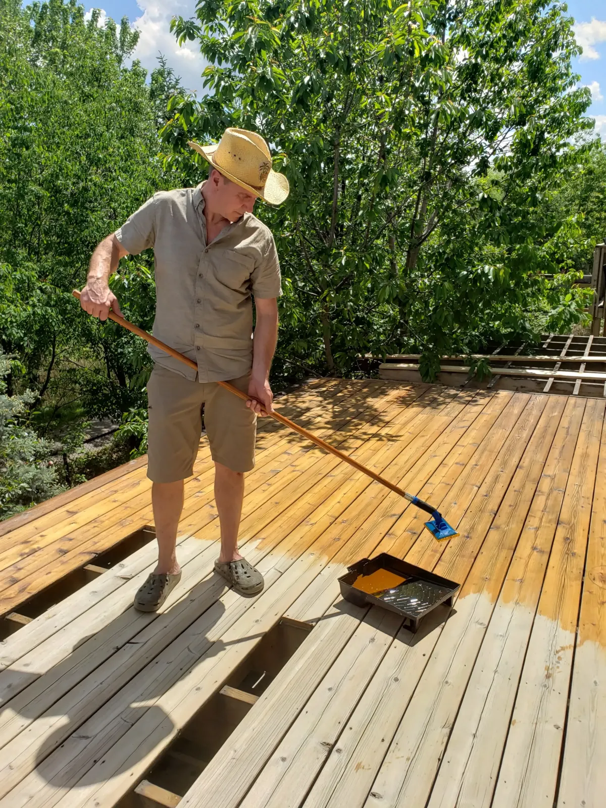 Professional deck staining service in St. Charles, MO for surface protection and weatherproofing.
