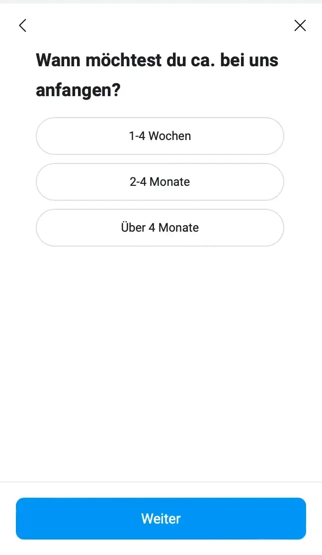 Instagram Bewerbungsformular
