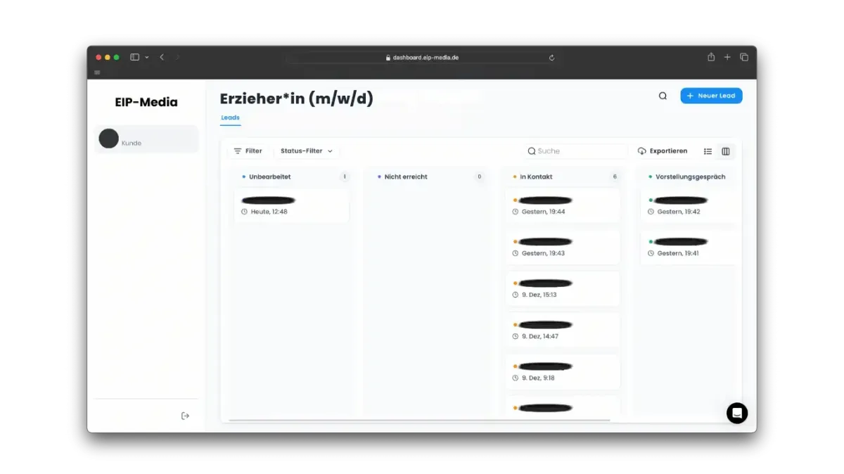 Bewerbermanagement Dashboard