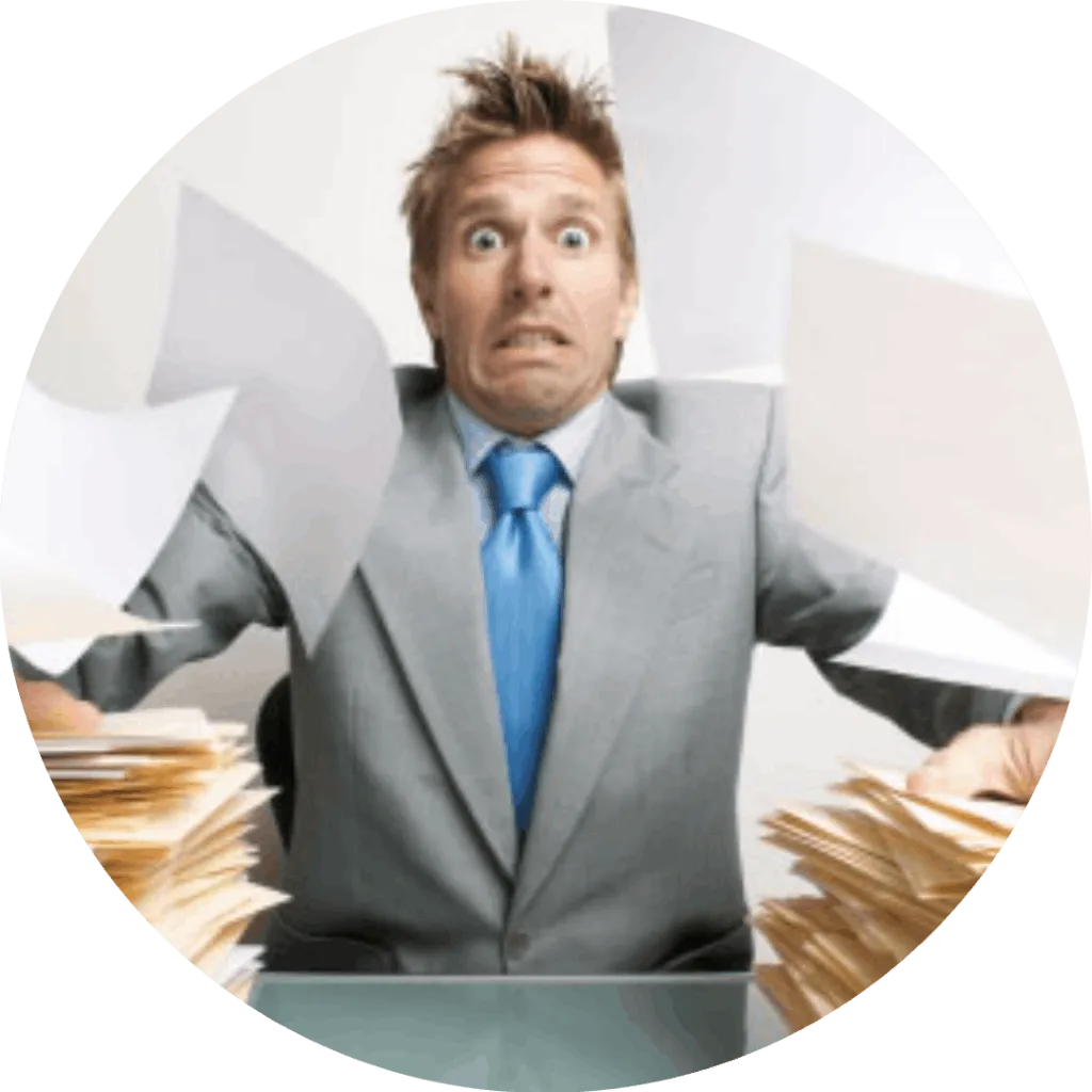 A man with files needing a Company Rescue