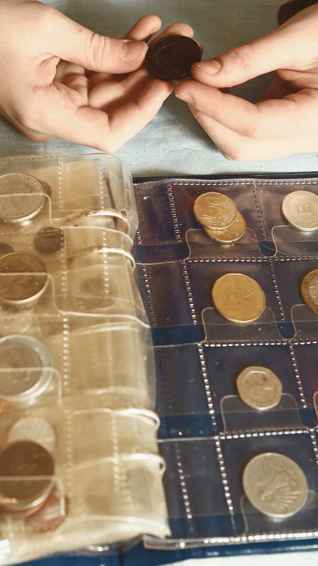 coin collecion in a coin storage book