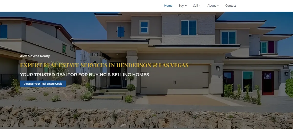 Custom-built real estate website for Alex Mavros Realty, designed by Sirius Site Studio for SEO optimization & lead generation.