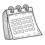 Image is a grey sketch of a calendar