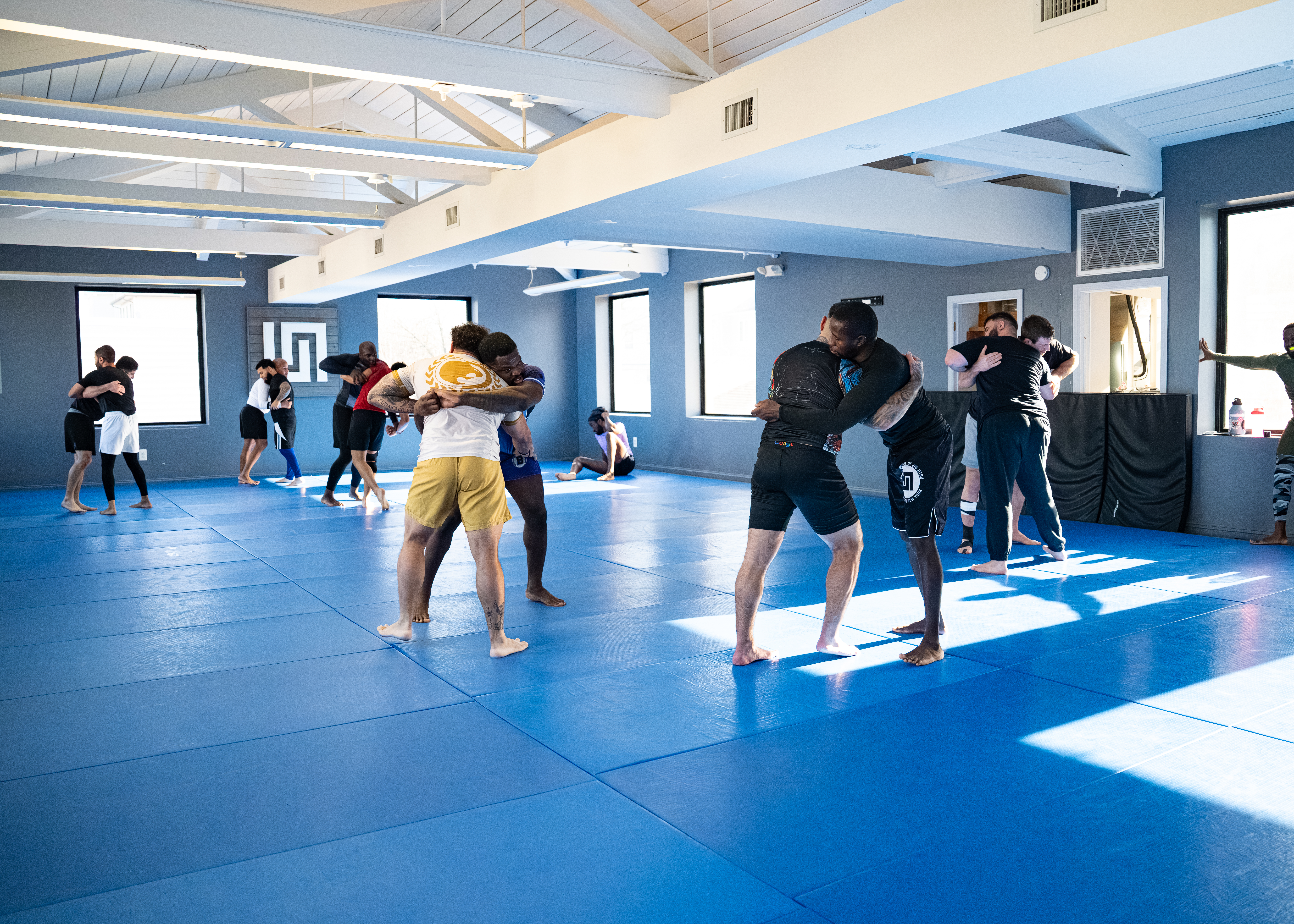 full class working on a specific takedown