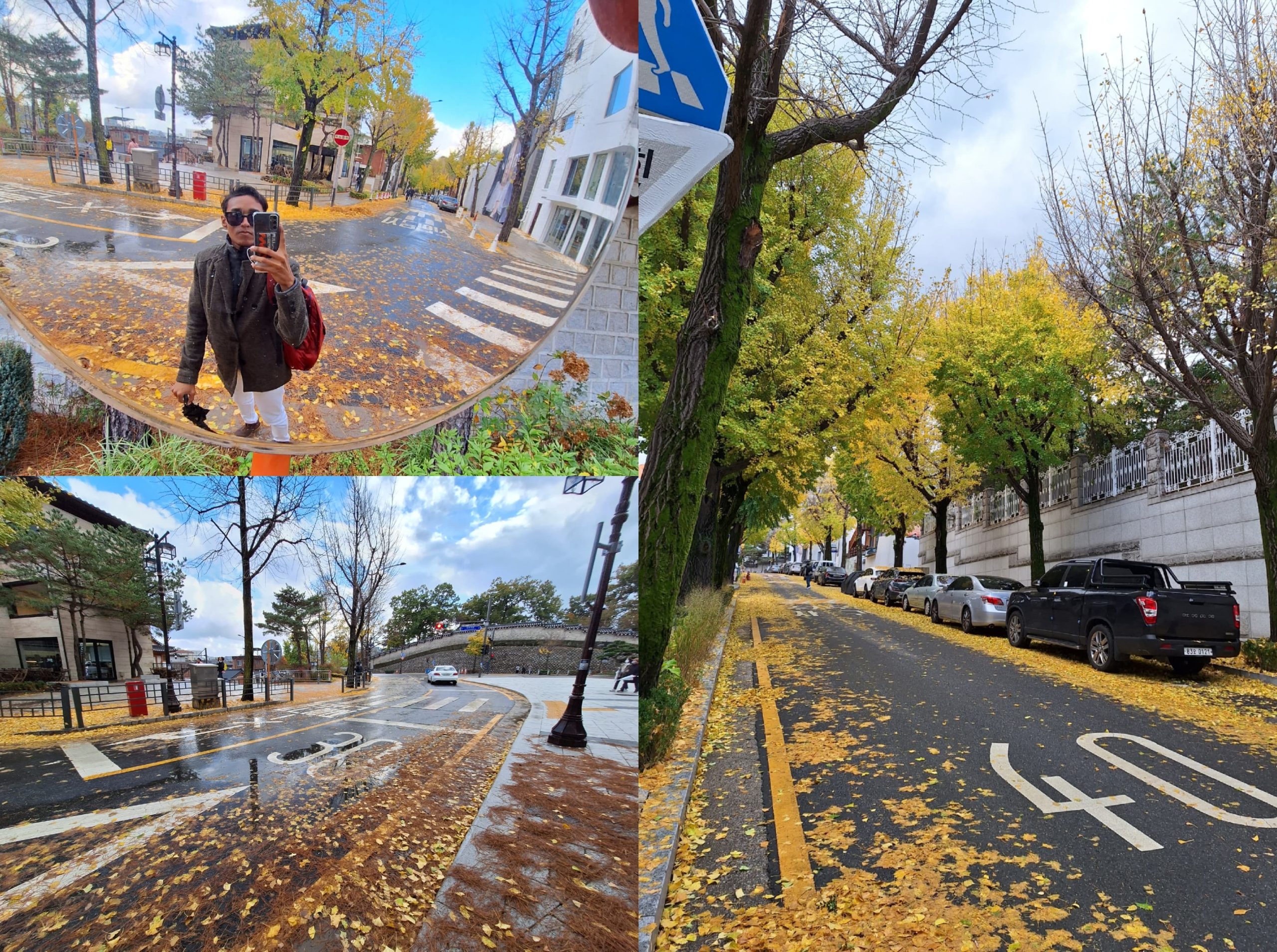 Samcheong-dong en Otoño: Una Tarde Dorada Bajo la Lluvia