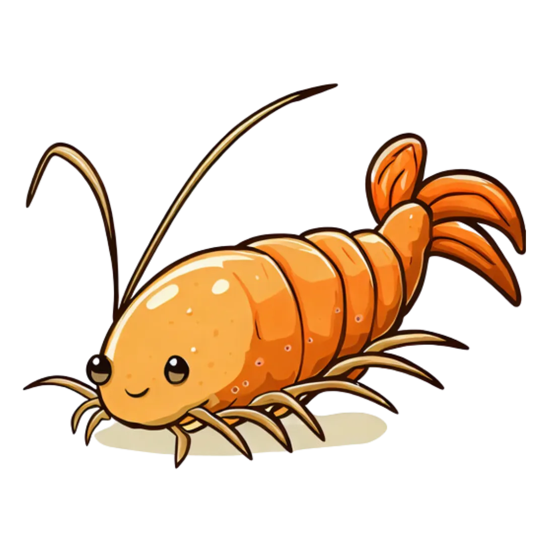 orange cartoon of a silverfish