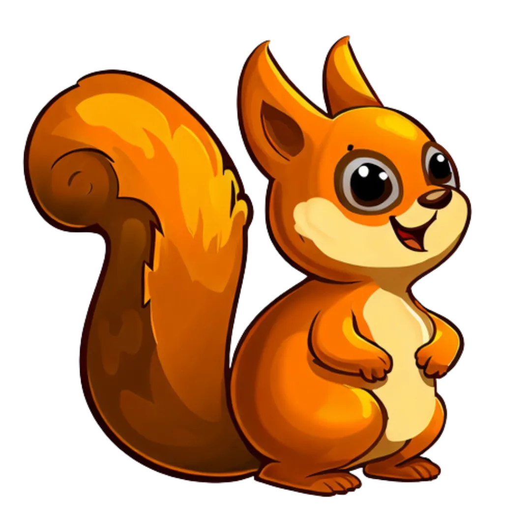 orange cartoon of a victoria squirrel