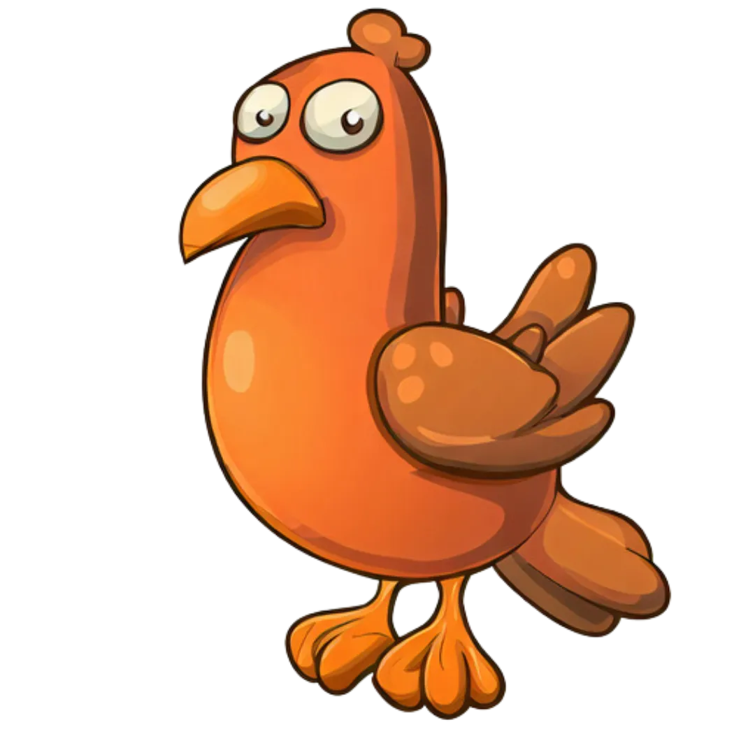 orange cartoon of a victoria bird