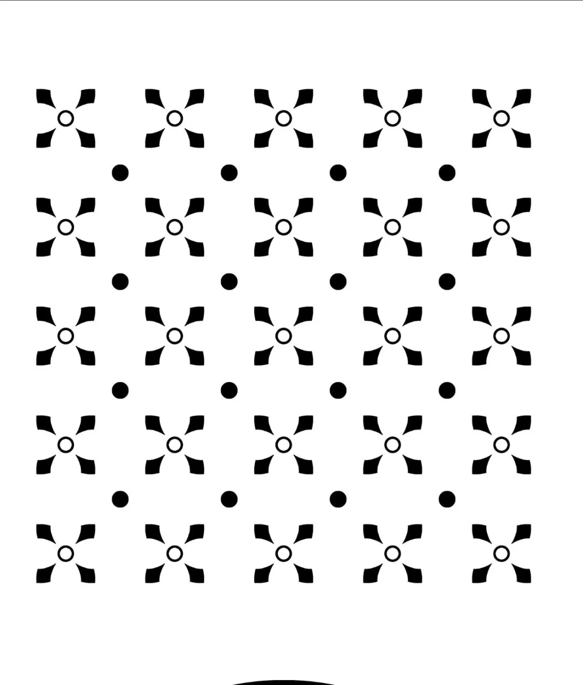 Minimal geometric tattoo filler pattern featuring repeating four-petal floral motifs arranged in an evenly spaced grid.