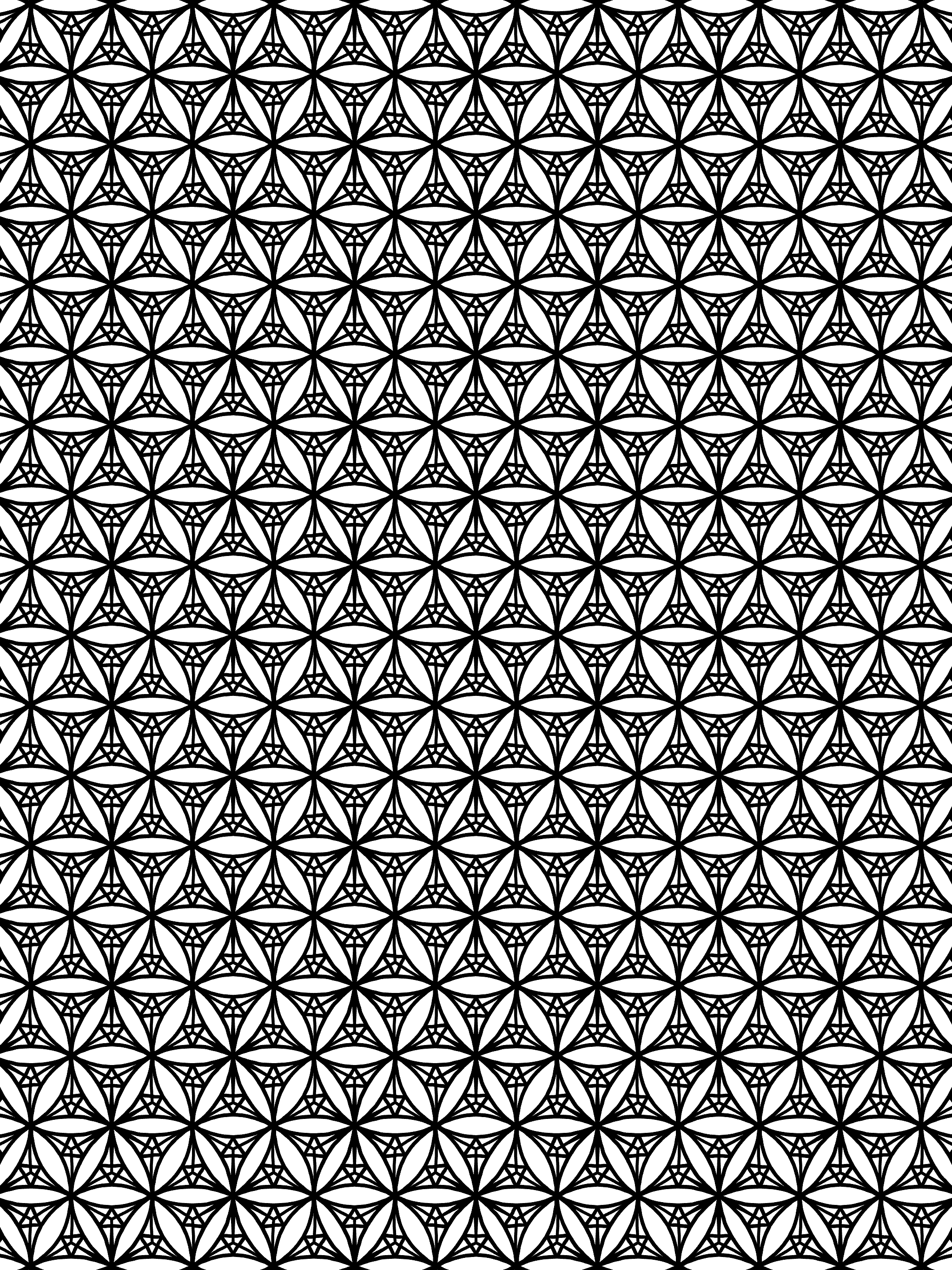 Seamless sacred geometry tattoo pattern inspired by the Seed of Life, composed of repeating interlocking triangular forms.