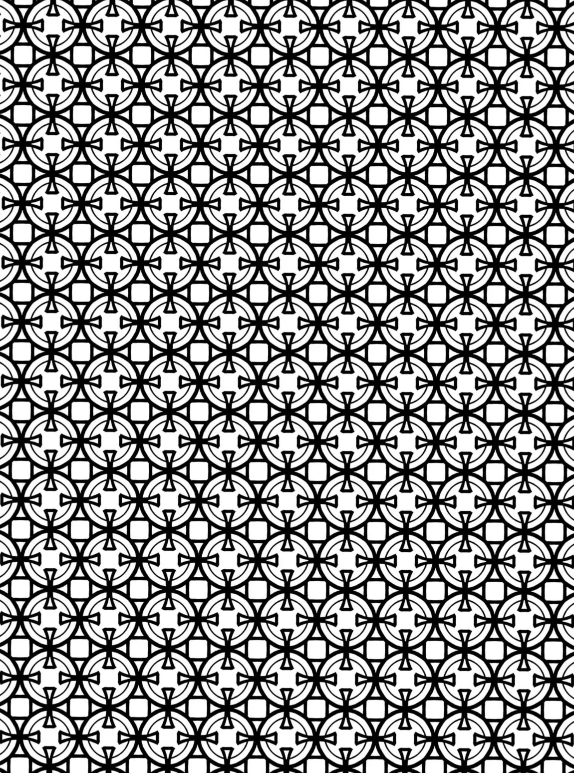 Repeating blackwork geometric tattoo pattern featuring interlocking circular floral motifs arranged in a seamless lattice.