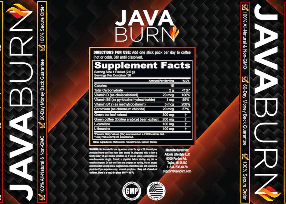 Supplement Facts Of Java Burn