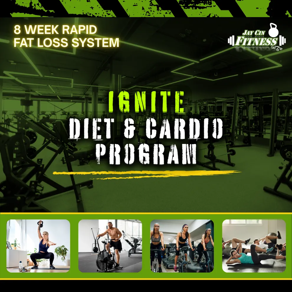 Jay Cin Fitness 8-Week D.I.Y. Diet & Cardio Program — free weight loss and fitness resource for busy moms and dads in Fairfield, Caldwell, Montville, Wayne, and Bergen County, NJ. Proven system to restart healthy routines, burn fat, and improve energy at home