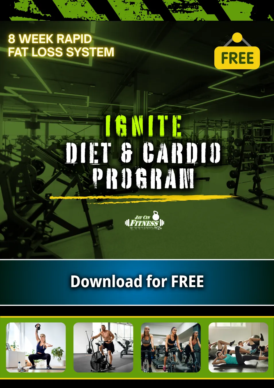 Jay Cin Fitness 8-Week D.I.Y. Diet & Cardio Program — free weight loss and fitness resource for busy moms and dads in Fairfield, Caldwell, Montville, Wayne, and Bergen County, NJ. Proven system to restart healthy routines, burn fat, and improve energy at home