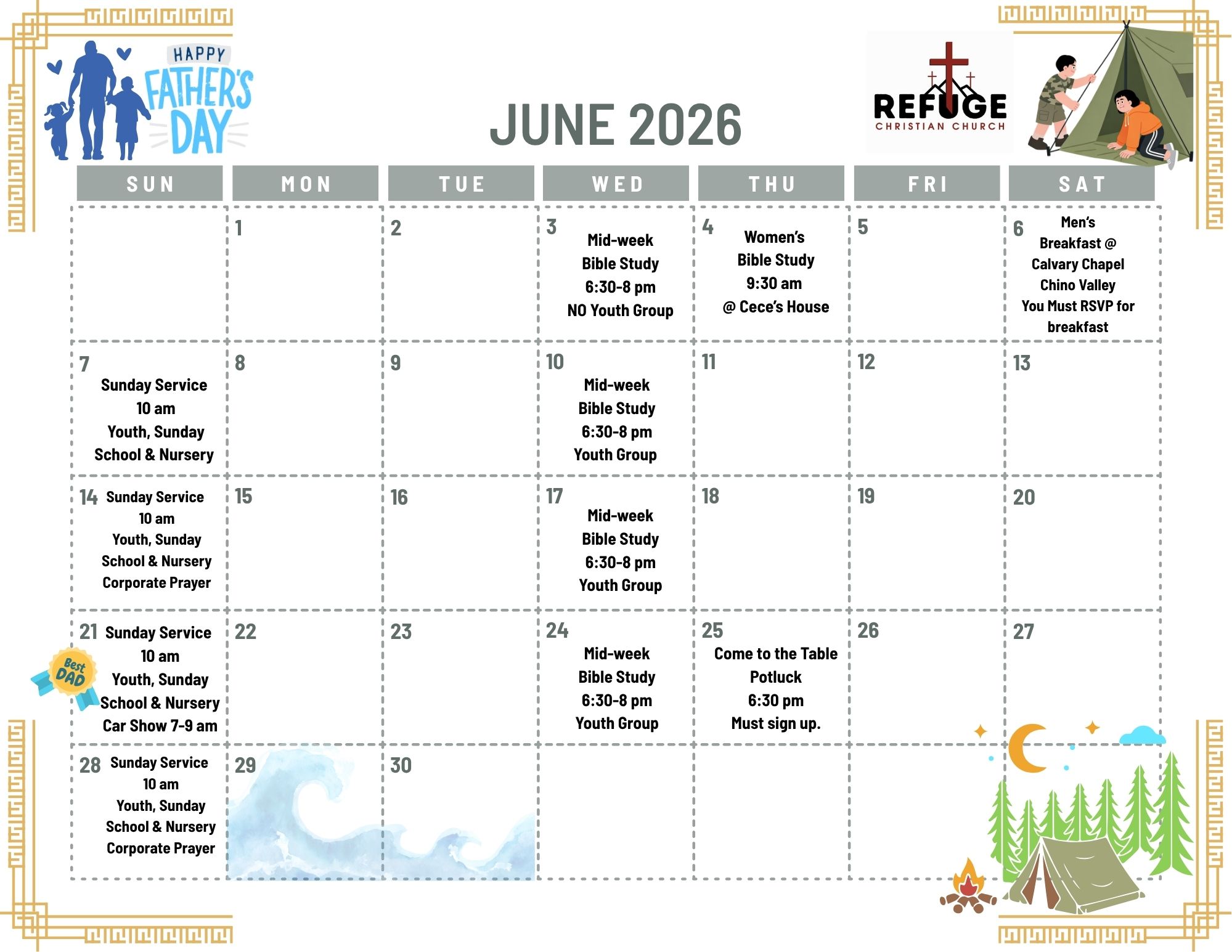 Refuge Christian Church February 2026 Calendar